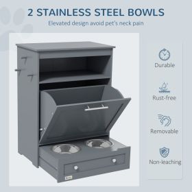 Pet Feeder Stations, Lockers, Dog Food Storage Containers (Option: Grey)